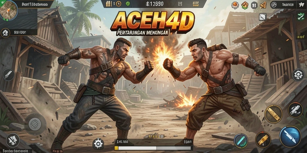 Screenshot menampilkan pertempuran Battle Royale yang intens dalam ACEH4D.