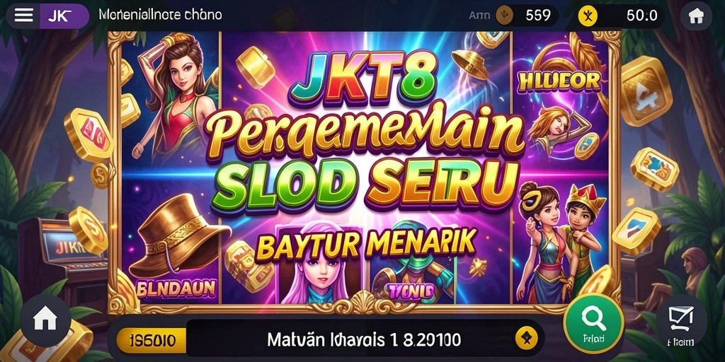 Gameplay JKT8 yang menampilkan simbol dan fitur slot menarik.
