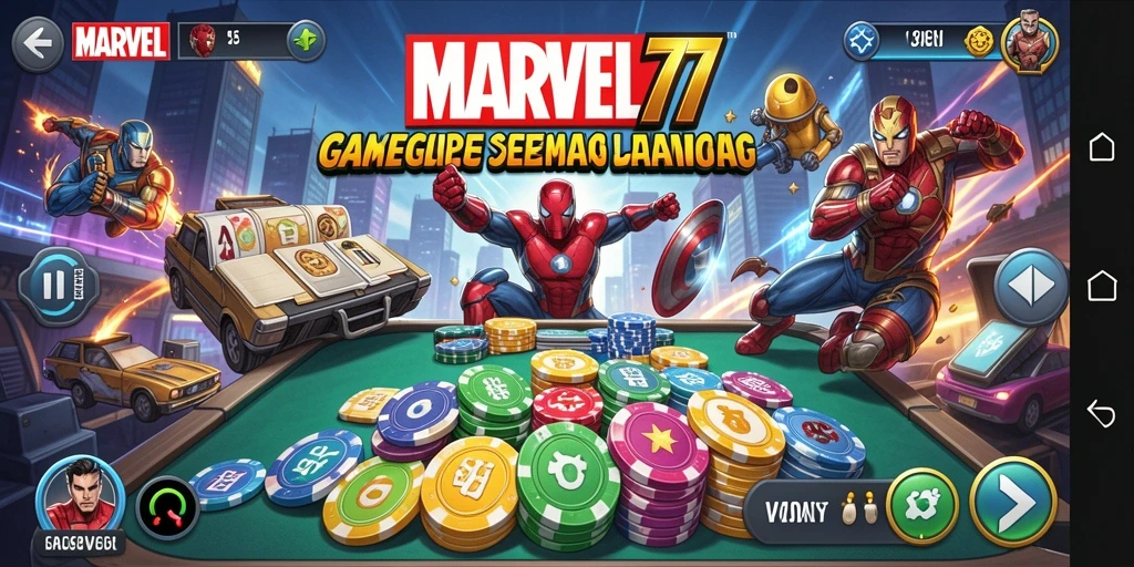 Tampilan gameplay seru dalam MARVEL77 saat bermain Gaple.