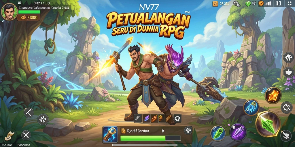 Screenshot NV77 menampilkan aksi seru dalam pertempuran RPG.