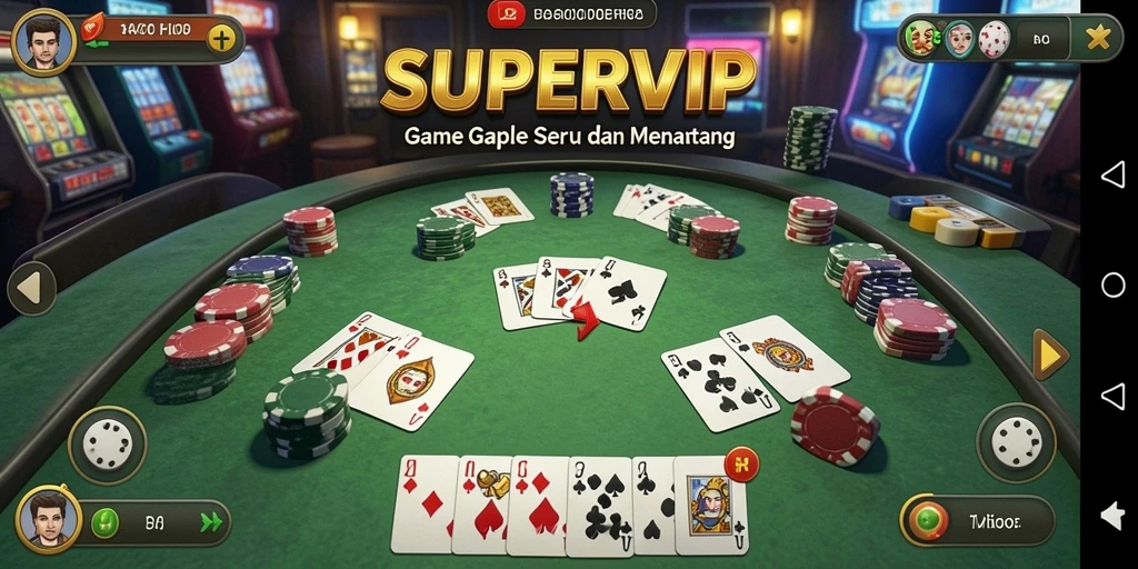 Tampilan menarik dari gameplay Gaple di SUPERVIP.